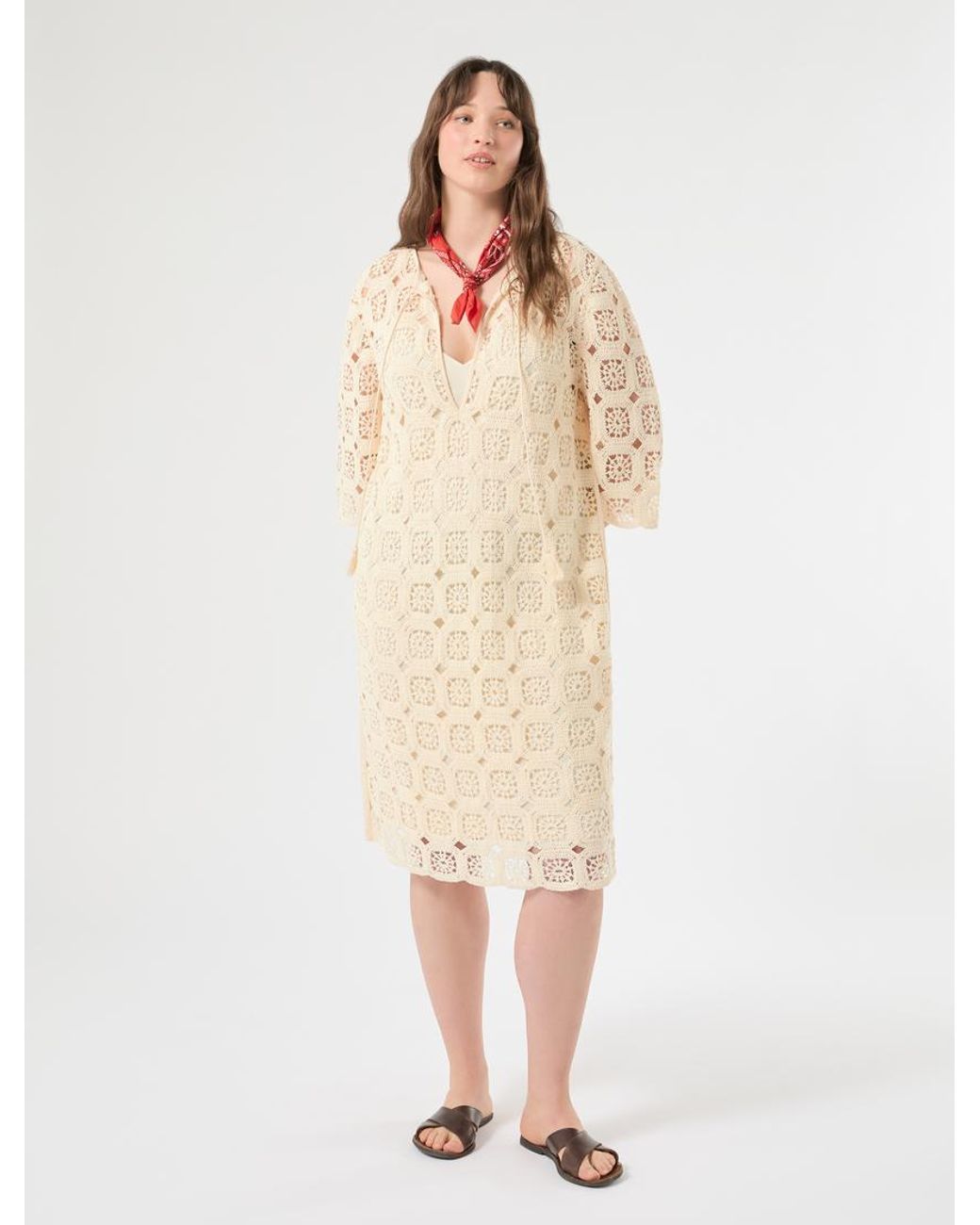 Marina Rinaldi Natural Minikleid Aus Häkel-Jersey