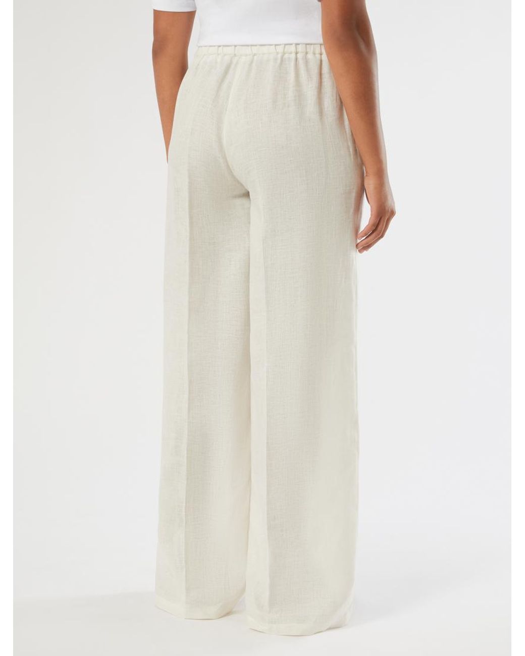 Pantalon Large En Pur Lin Marina Rinaldi en coloris White