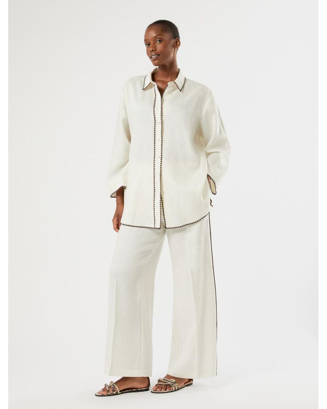 Chemise En Toile De Lin Marina Rinaldi en coloris White