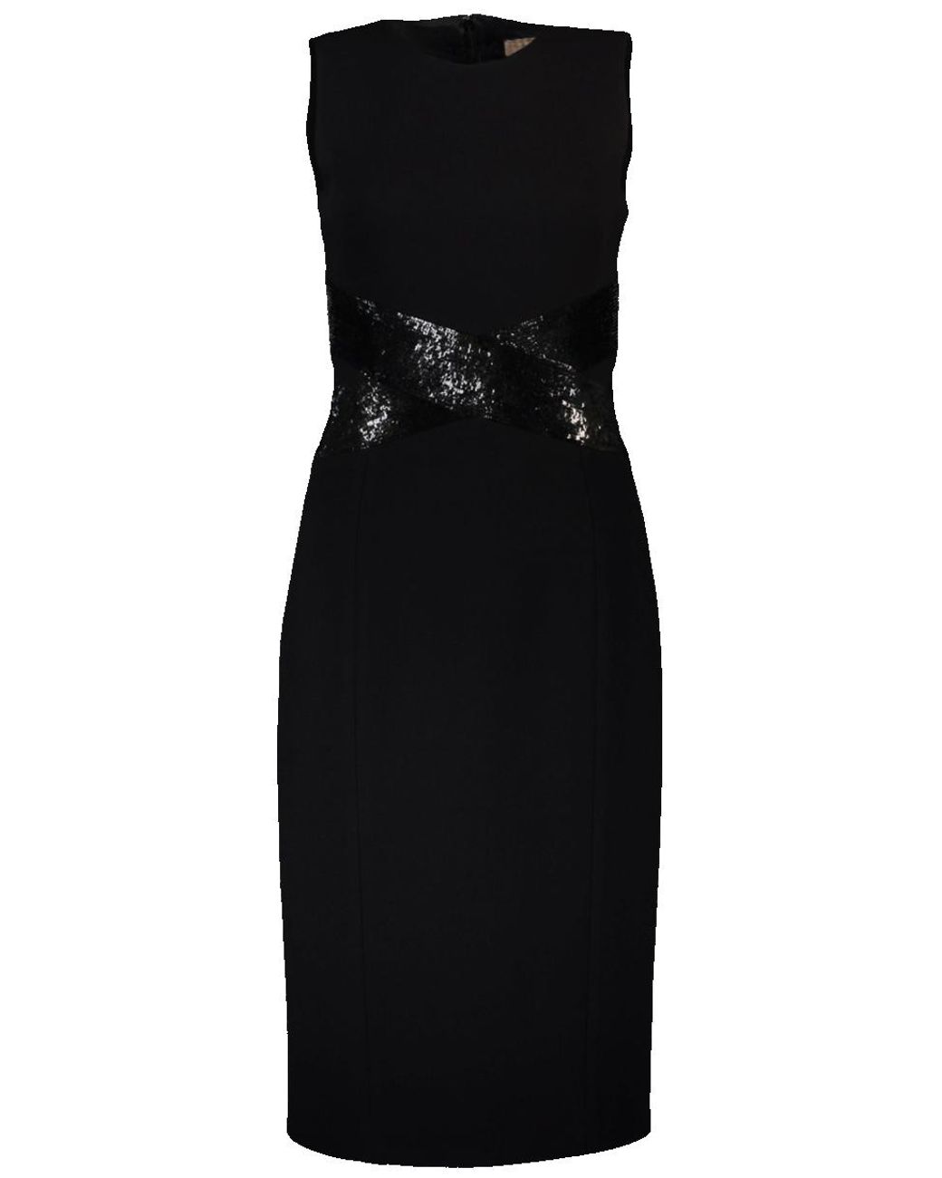 Michael Kors Wool Contrast Paillette X-sheath Dress in Black - Lyst
