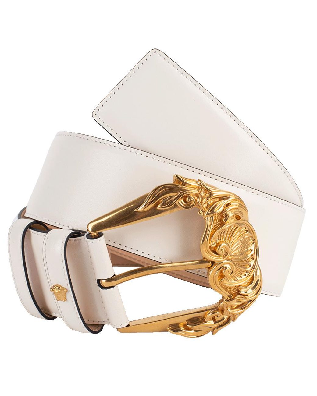 Versace Gold Buckle Wide Leather Belt in Metallic Lyst