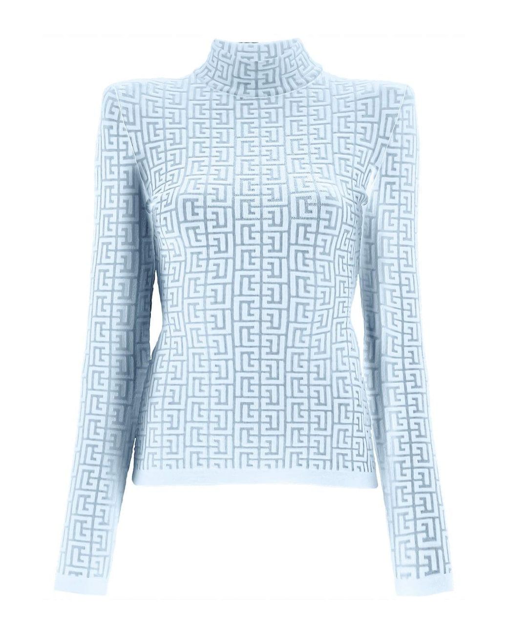 Balmain Wool Long Sleeve Monogram Knit Sweater - Bleu in Blue - Save 26% |  Lyst