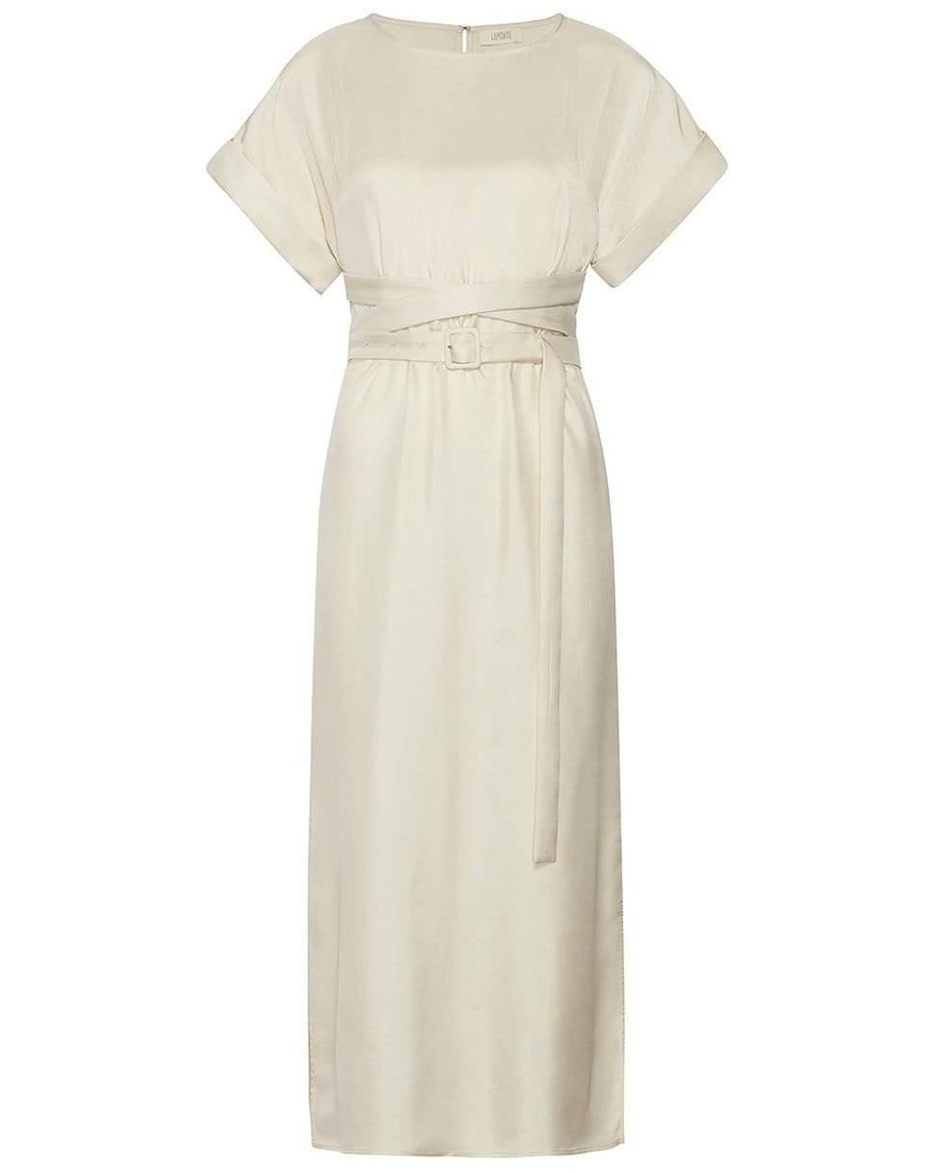LAPOINTE Silk Twill Midi Harness Dress in Cream (Natural) | Lyst