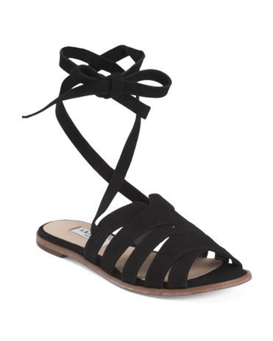 MARSHALLS Black Suede Selma Flat Sandals For