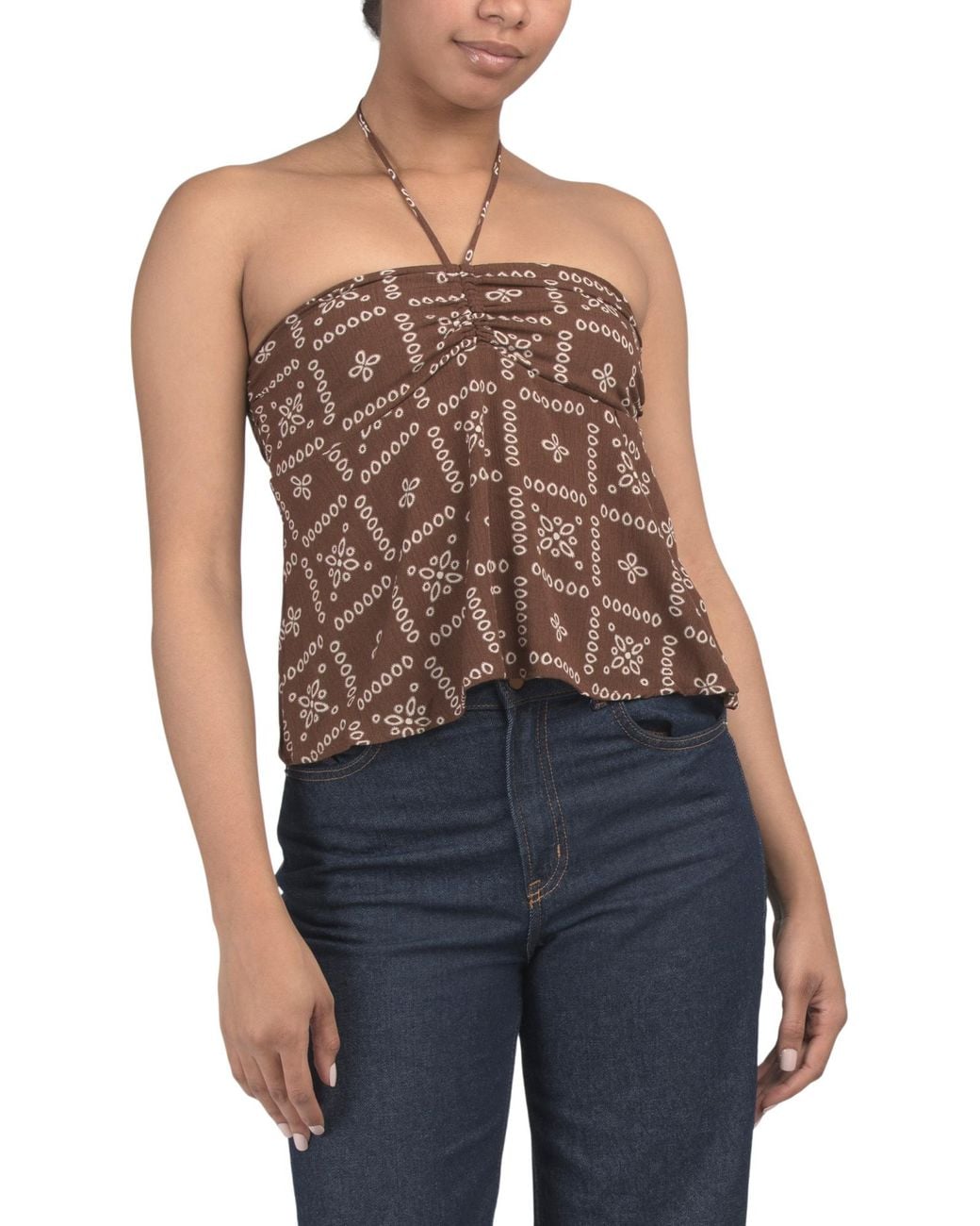MARSHALLS Blue Halter Neck Printed Top For