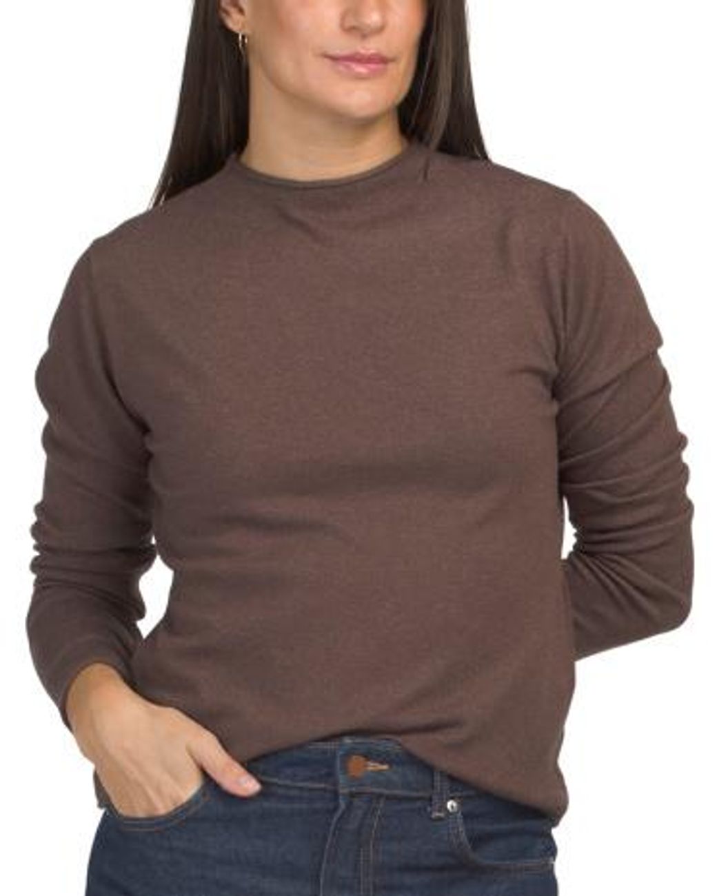 MARSHALLS Brown Rolled High Neck Pull Over Sweater For