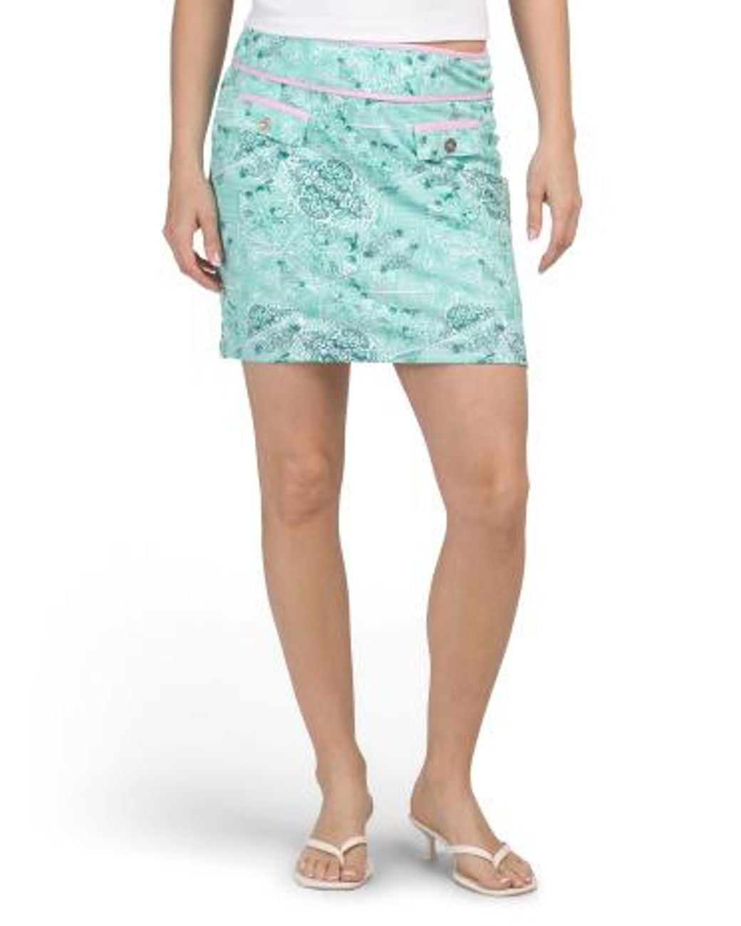 MARSHALLS Blue Print Skort With Button Pockets For
