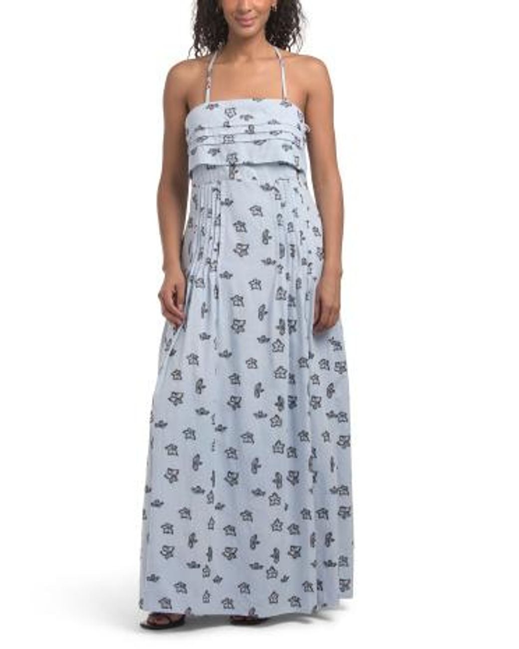 Marshalls Cotton Blend Sleeveless Jacquard Maxi Dress For in Blue