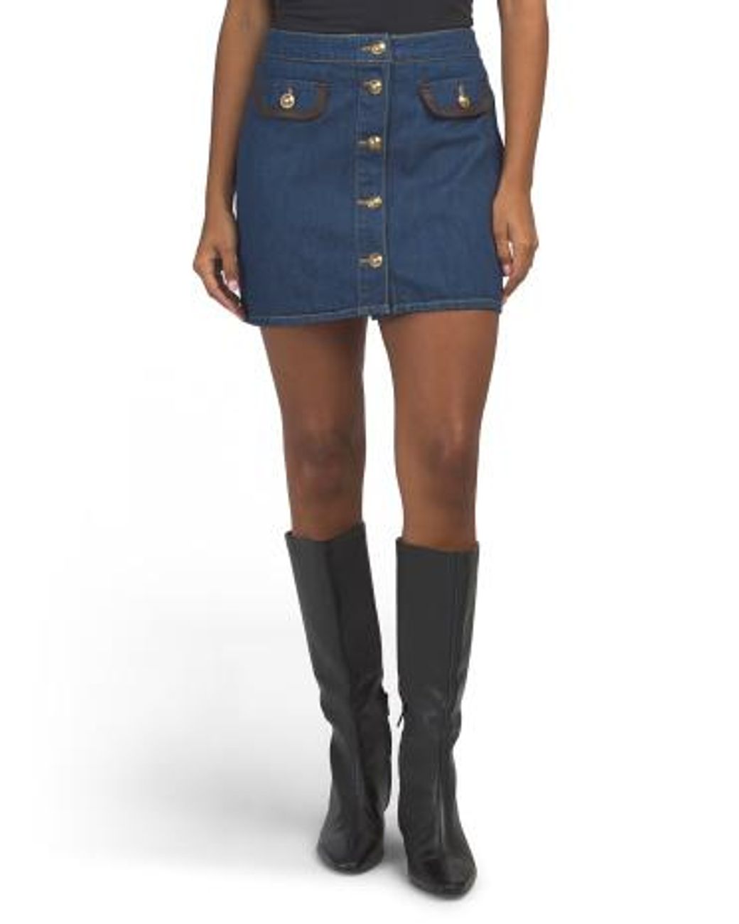 MARSHALLS Blue A-Line Button Mini Skirt For
