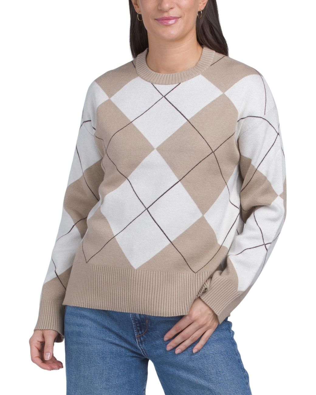 MARSHALLS Gray Cozy Argyle Pull Over Sweater For