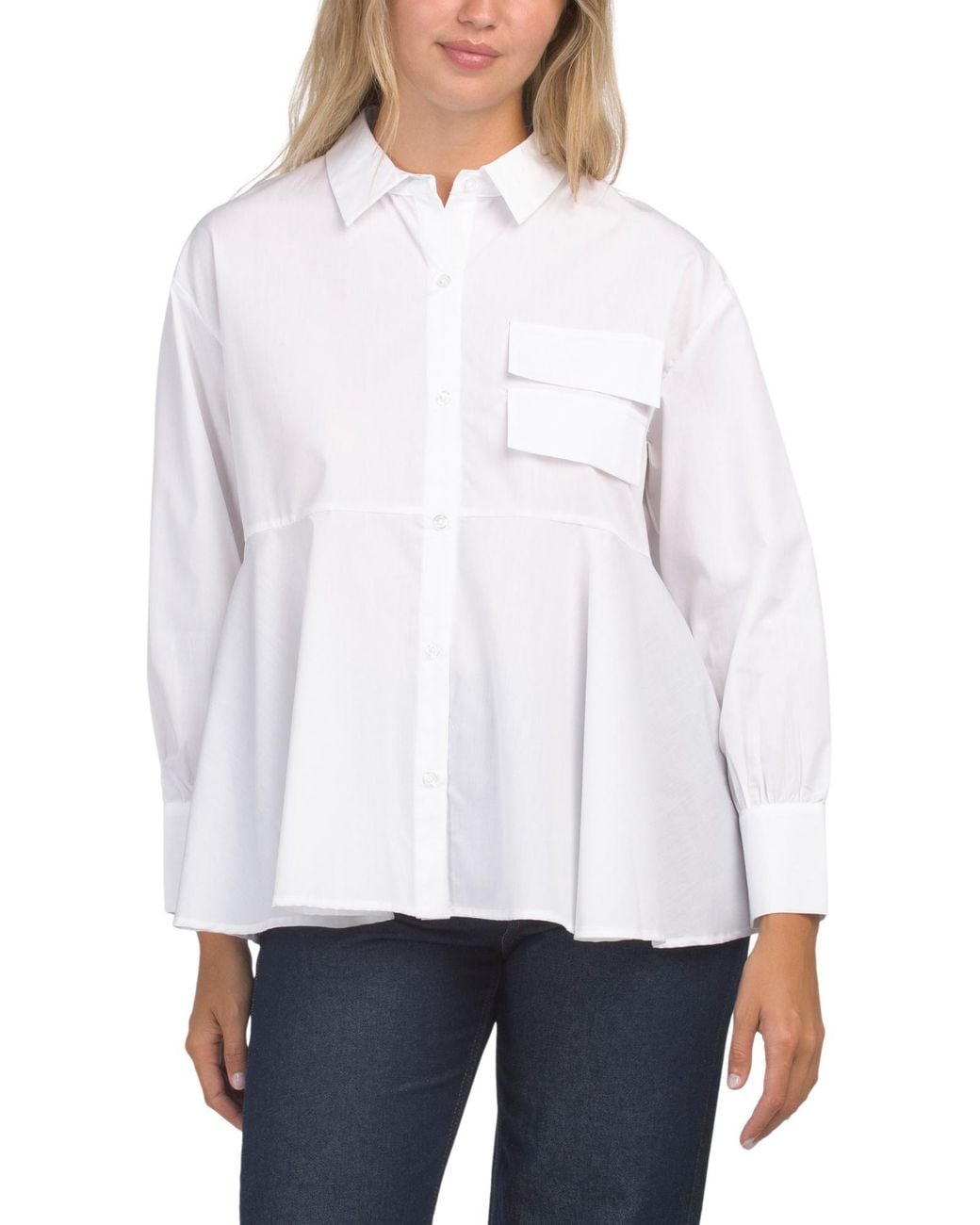 MARSHALLS White Cotton Blend Blouse For