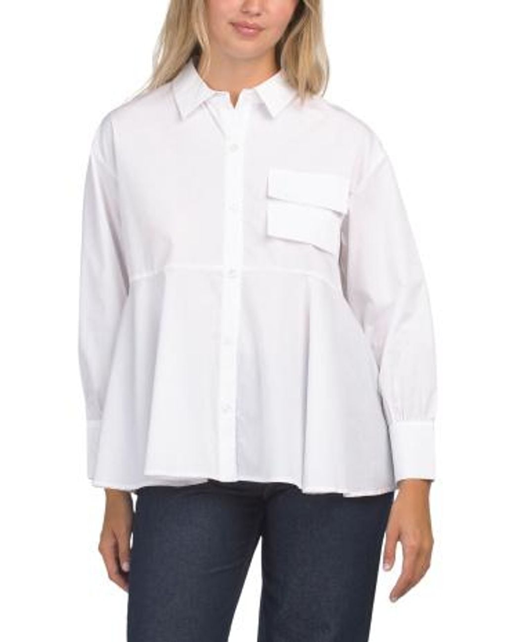 MARSHALLS White Cotton Blend Blouse For