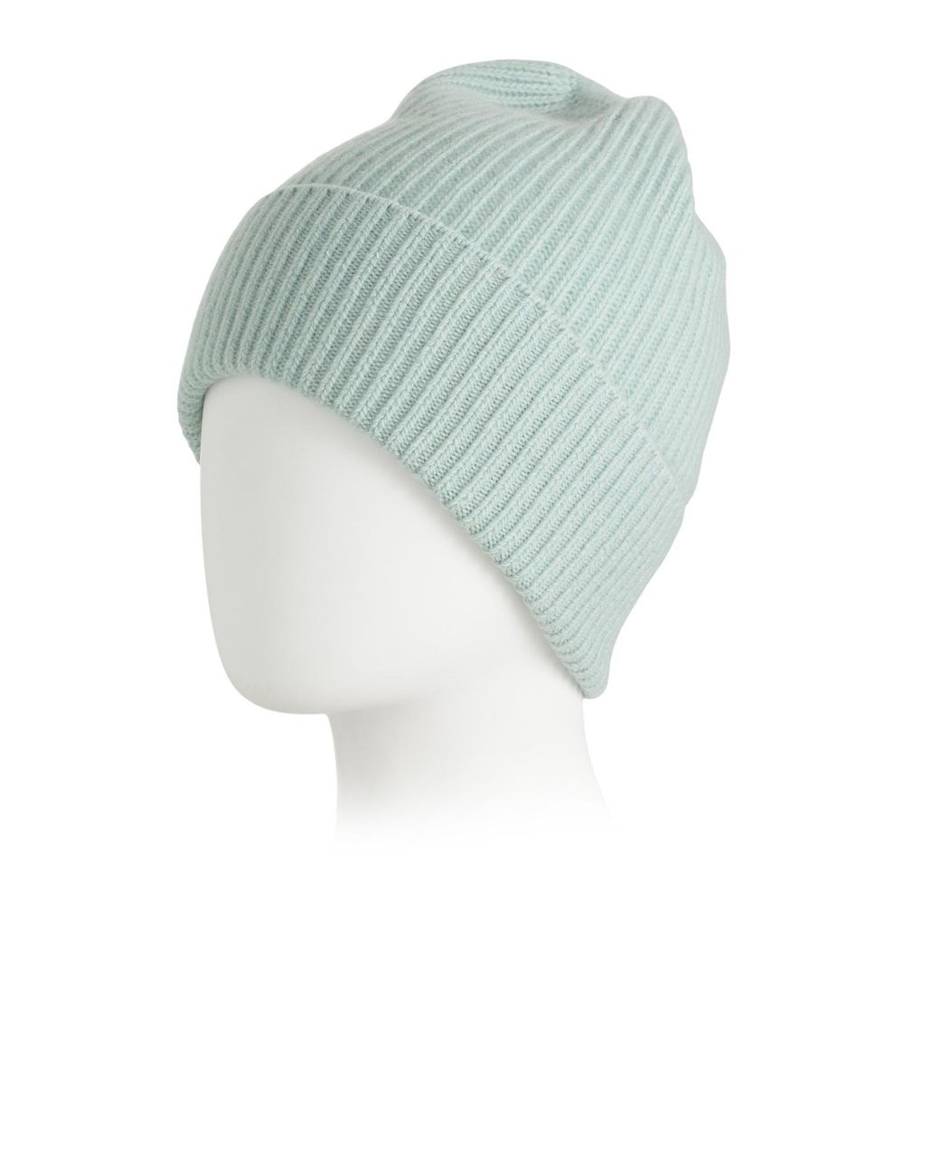 MARSHALLS Blue Cashmere Ribbed Hat With Folded Cuff For