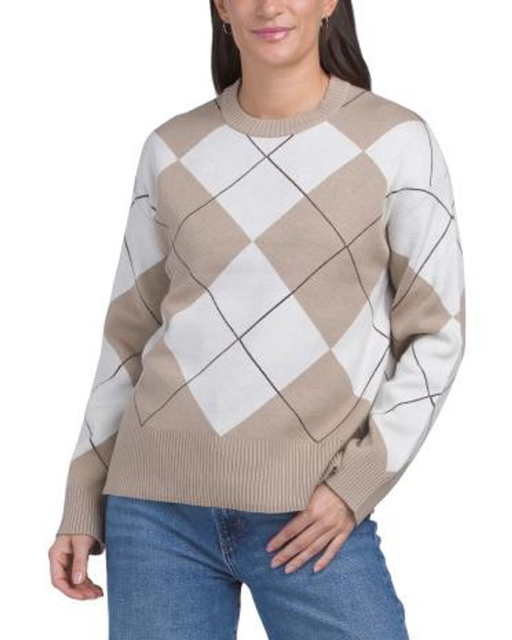 MARSHALLS Gray Cozy Argyle Pull Over Sweater For