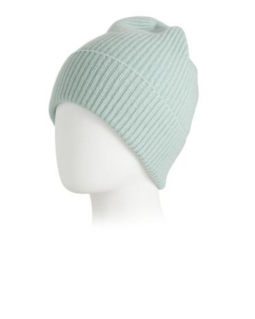 MARSHALLS Blue Cashmere Ribbed Hat With Folded Cuff For