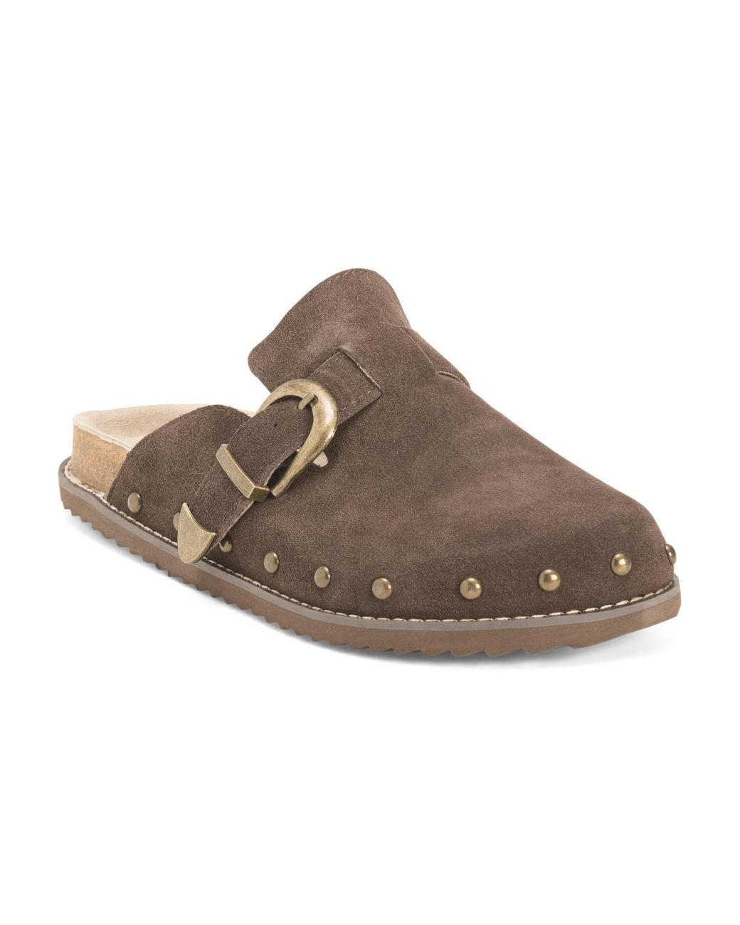 MARSHALLS Brown Suede Bronco Studded Clogs For