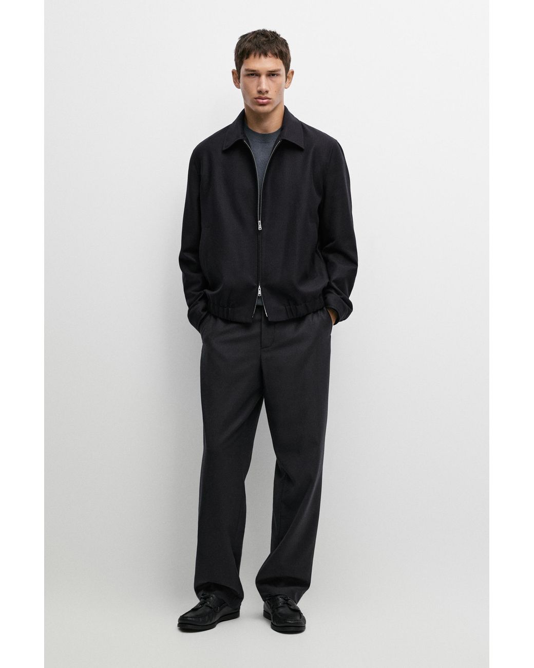 MASSIMO DUTTI Black 100% Wool Co-Ord Pants for men