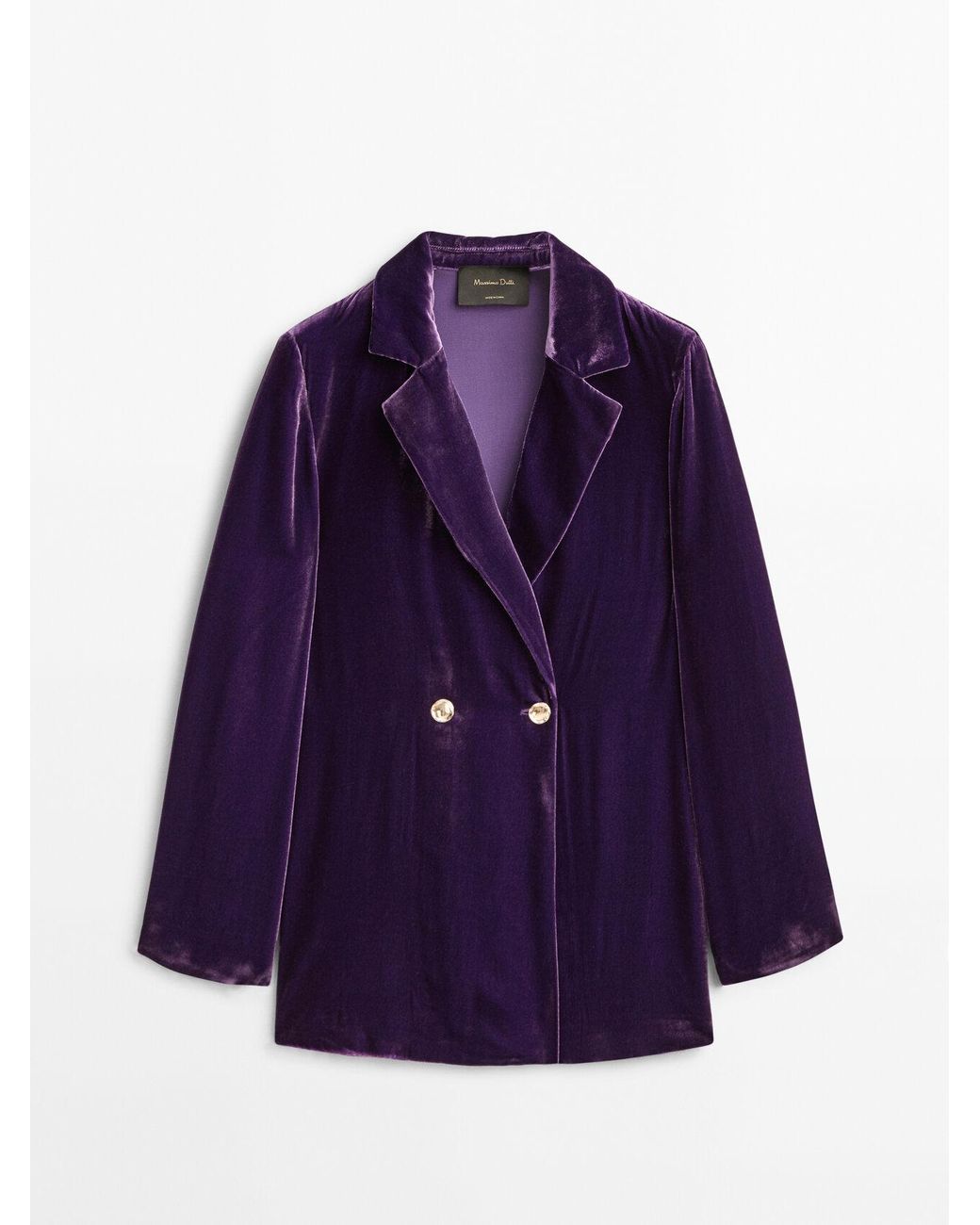 Massimo Dutti Velvet Blazer With Golden Buttons In Purple Lyst 9090