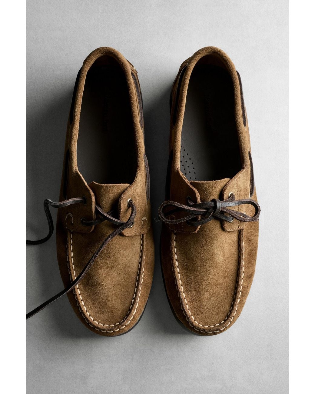 MASSIMO DUTTI Black Leather Boat Shoe for men