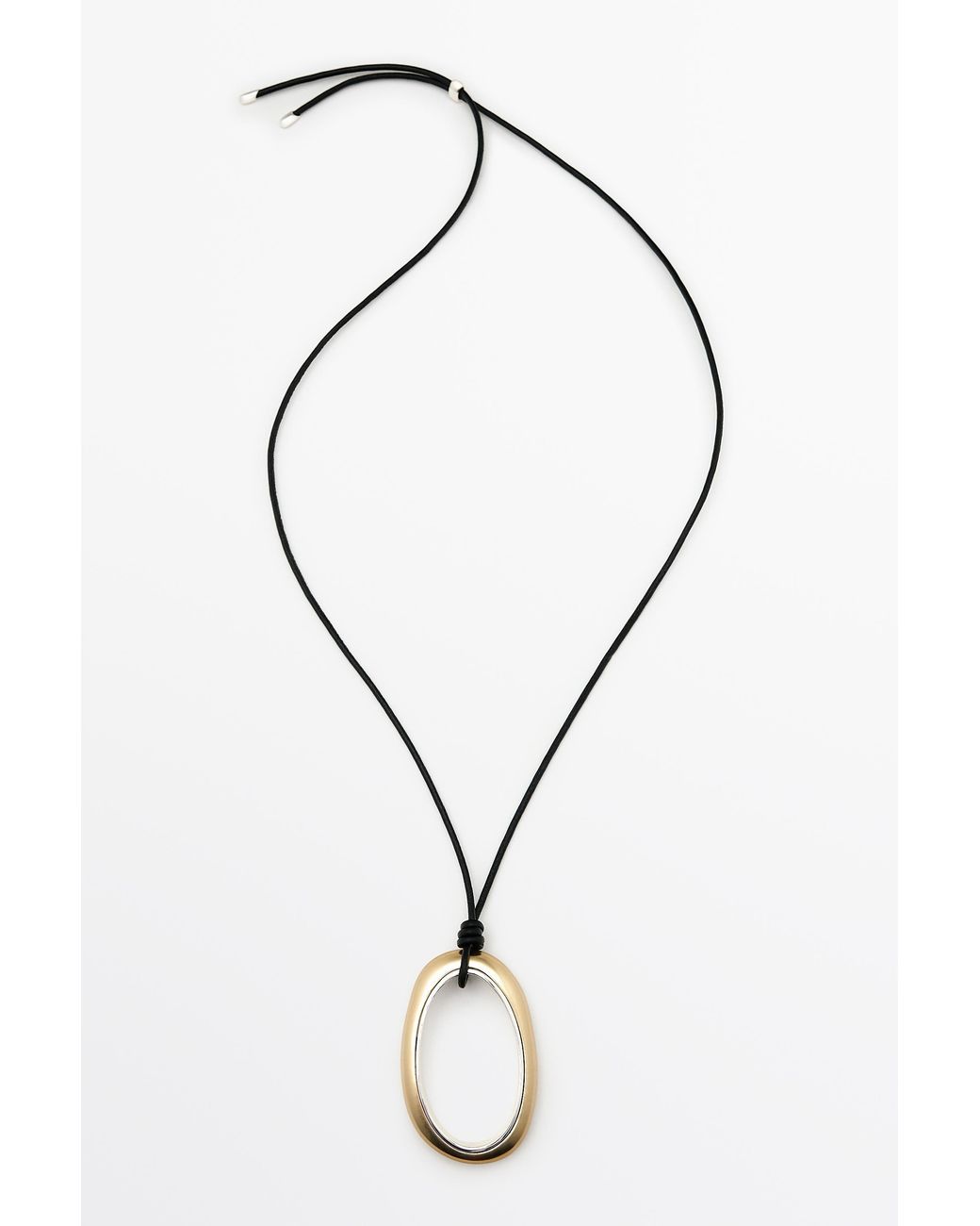 MASSIMO DUTTI Blue Leather Cord Necklace With Oval Pendant