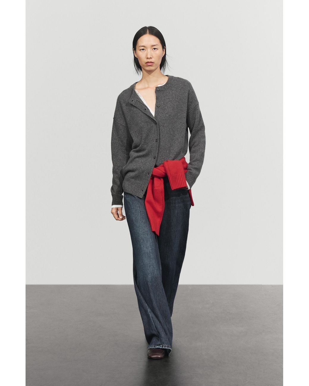 MASSIMO DUTTI Red 100% Cashmere Oversize Knit Cardigan