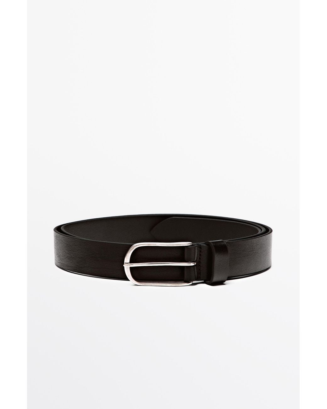 MASSIMO DUTTI Black Nappa Leather Belt for men