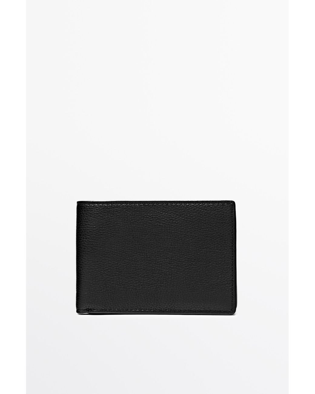 MASSIMO DUTTI Black Landscape Nappa Leather Wallet for men