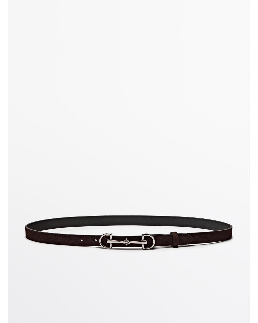 MASSIMO DUTTI White Nubuck Leather Equestrian Belt