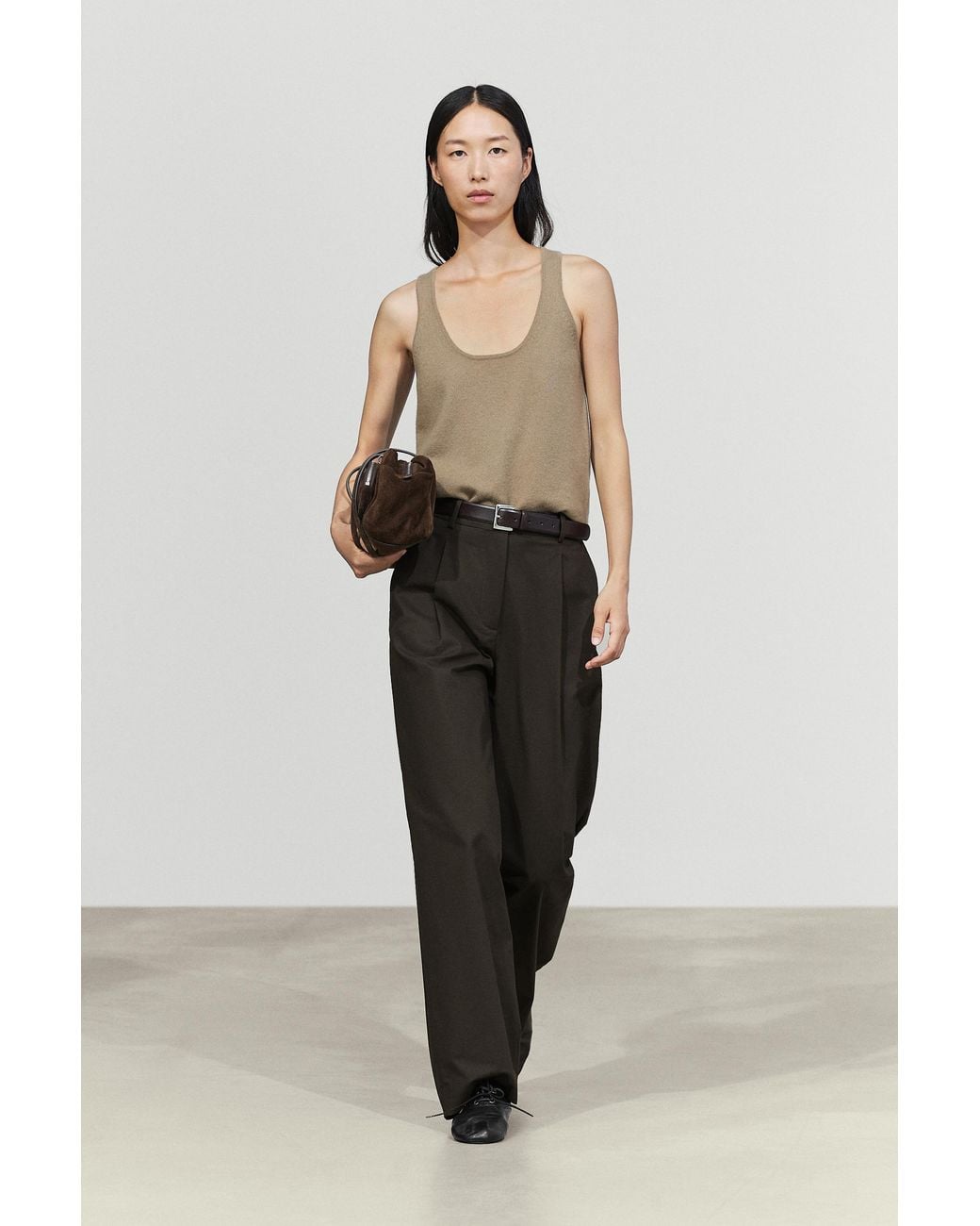 MASSIMO DUTTI Natural Pleated Cotton-Blend Pants