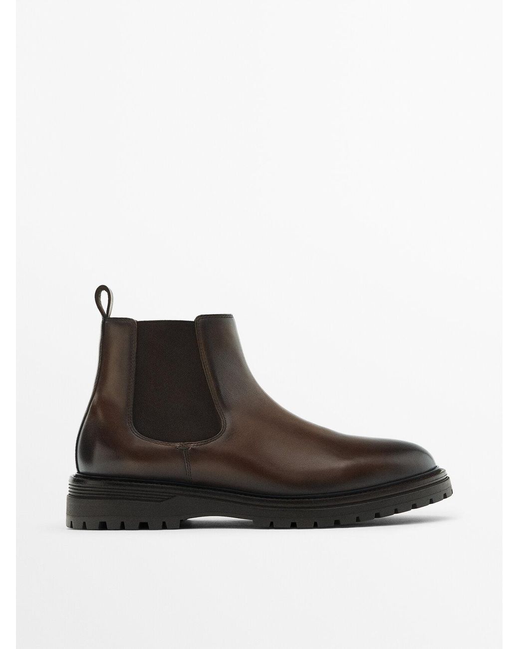 MASSIMO DUTTI Nappa Leather Chelsea Boots in Brown (Black) for Men | Lyst