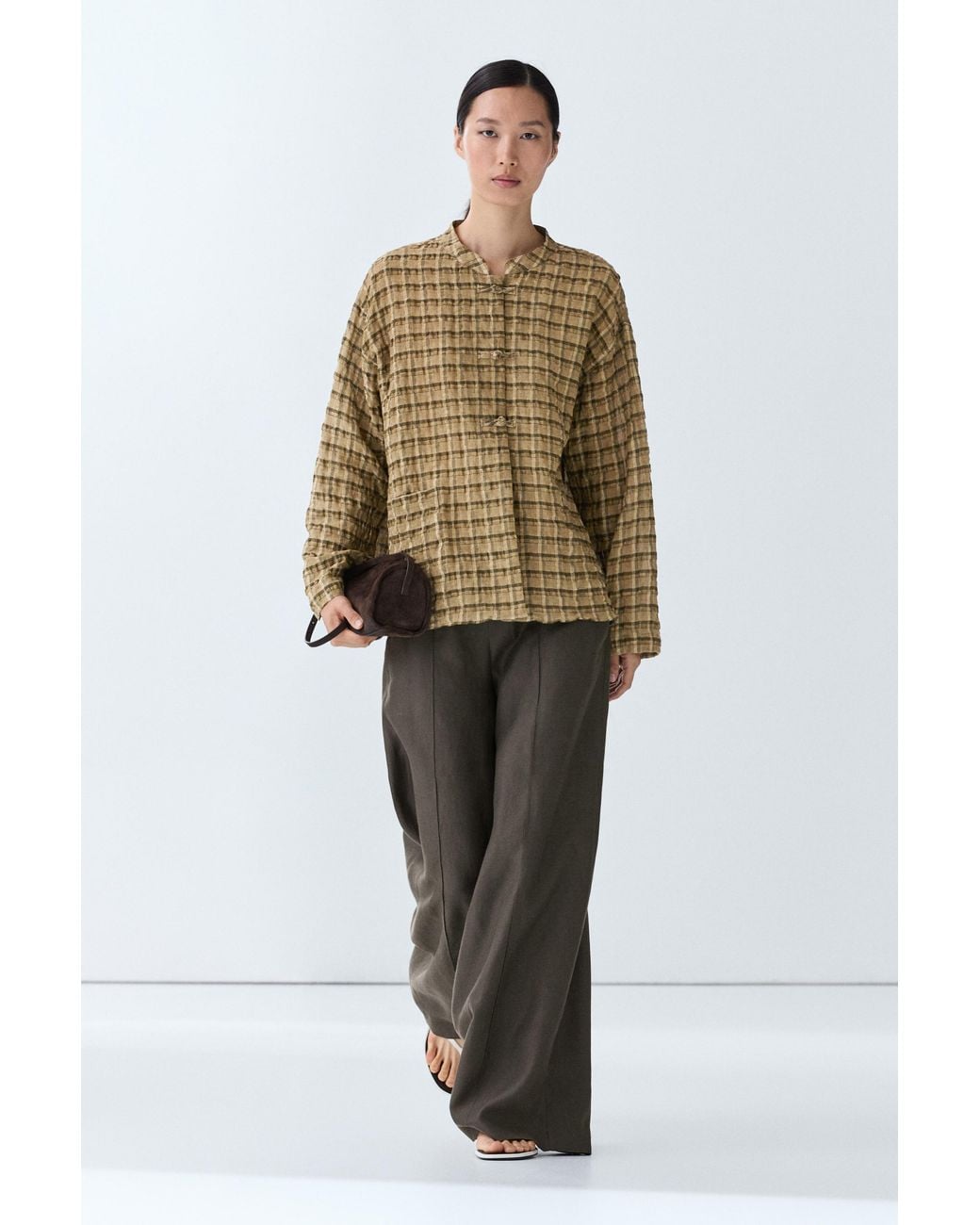 MASSIMO DUTTI Multicolor Flowing Plaid Shirt