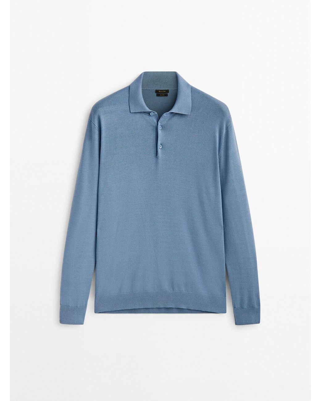 MASSIMO DUTTI Comfort Polo Collar Knit Sweater in Blue for Men Lyst