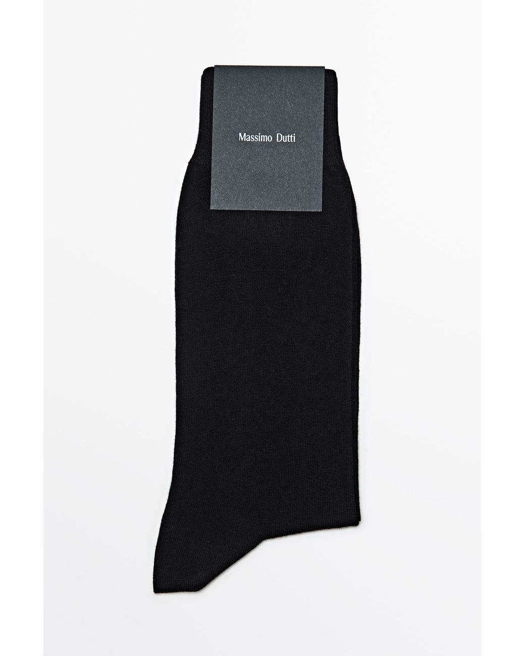 MASSIMO DUTTI Black Plain Cotton Blend Knit Socks for men
