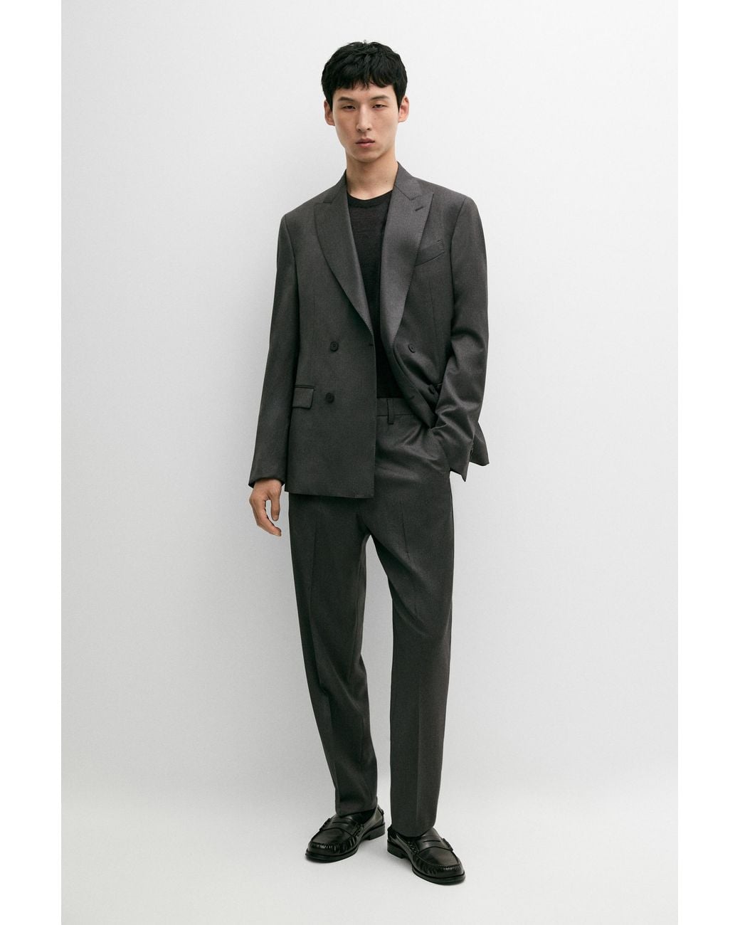 MASSIMO DUTTI Gray 100% Cool Wool Suit Pants for men