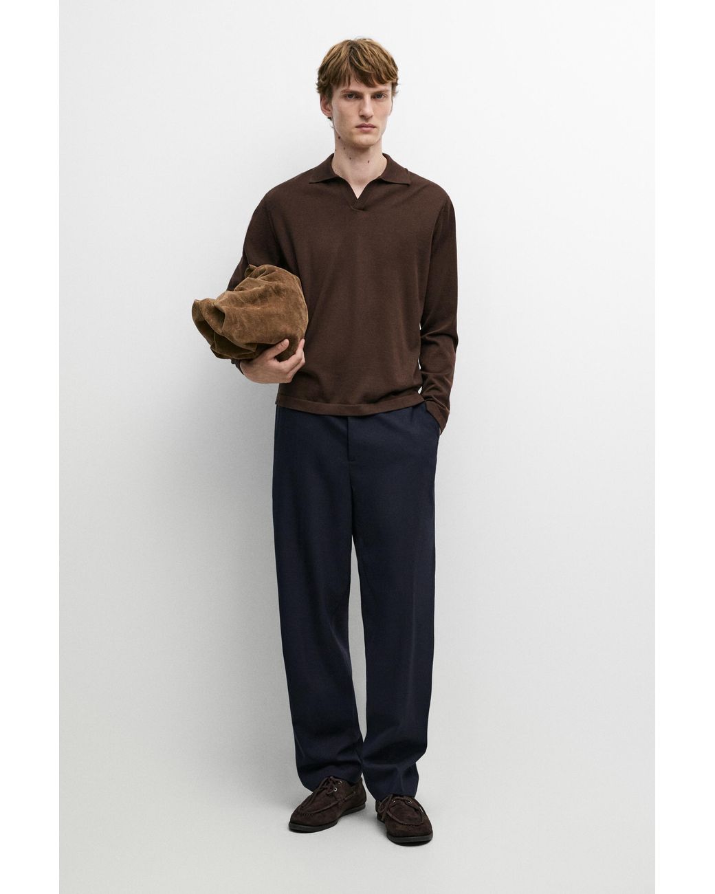 MASSIMO DUTTI Multicolor 100% Cool Wool Textured Pants for men