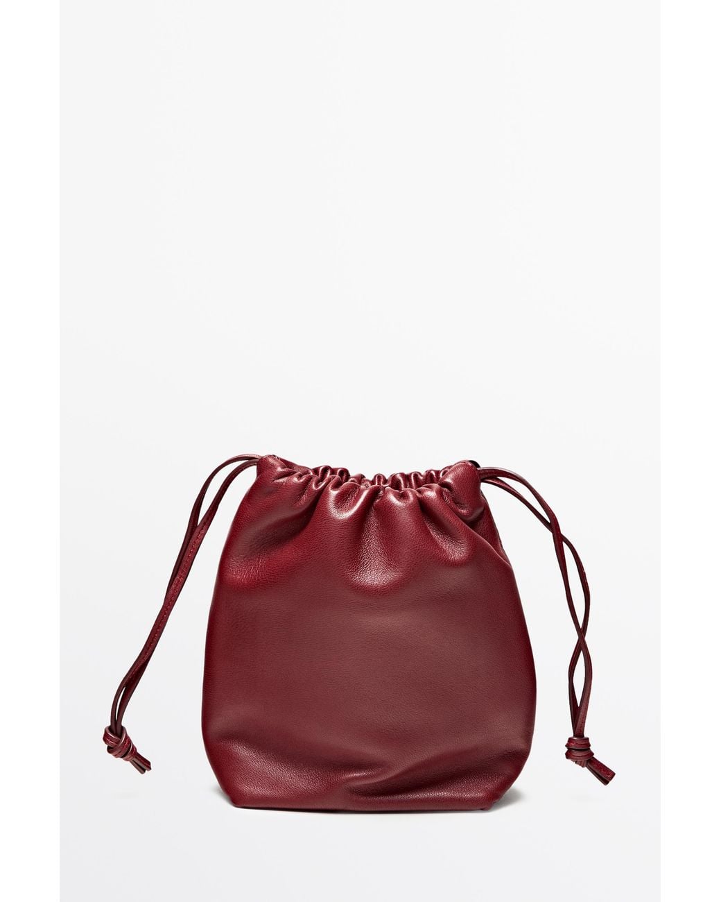 MASSIMO DUTTI Nappa Leather Bucket Bag in Red | Lyst UK