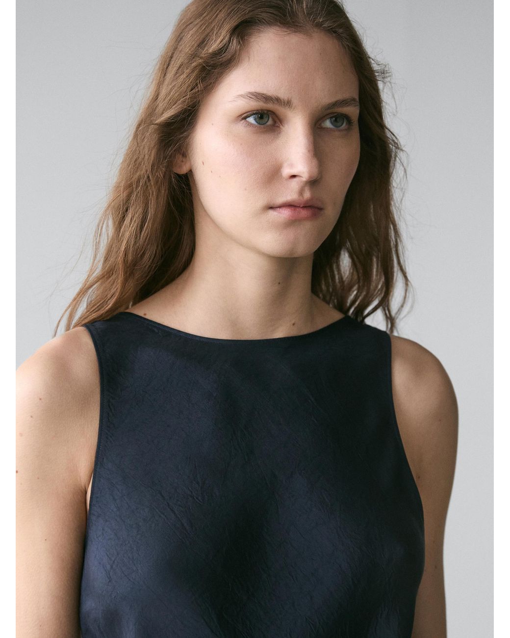 MASSIMO DUTTI Flowing Midi Dress in Black | Lyst MASSIMO DUTTI Flowing Midi Dress in Black | Lyst