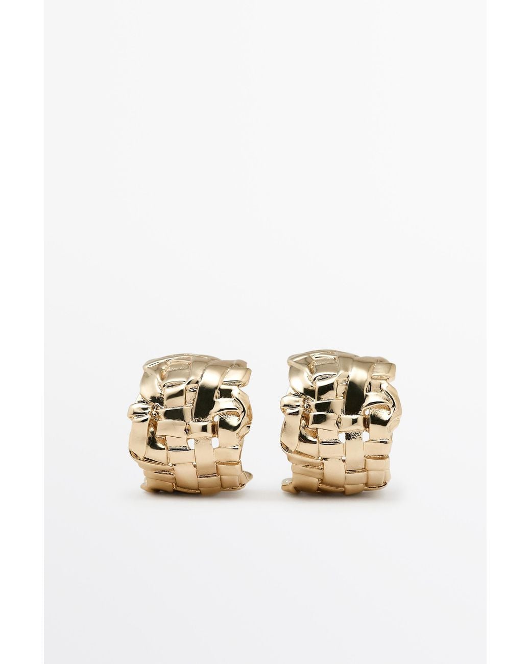 MASSIMO DUTTI Metallic Basket Hoop Earrings