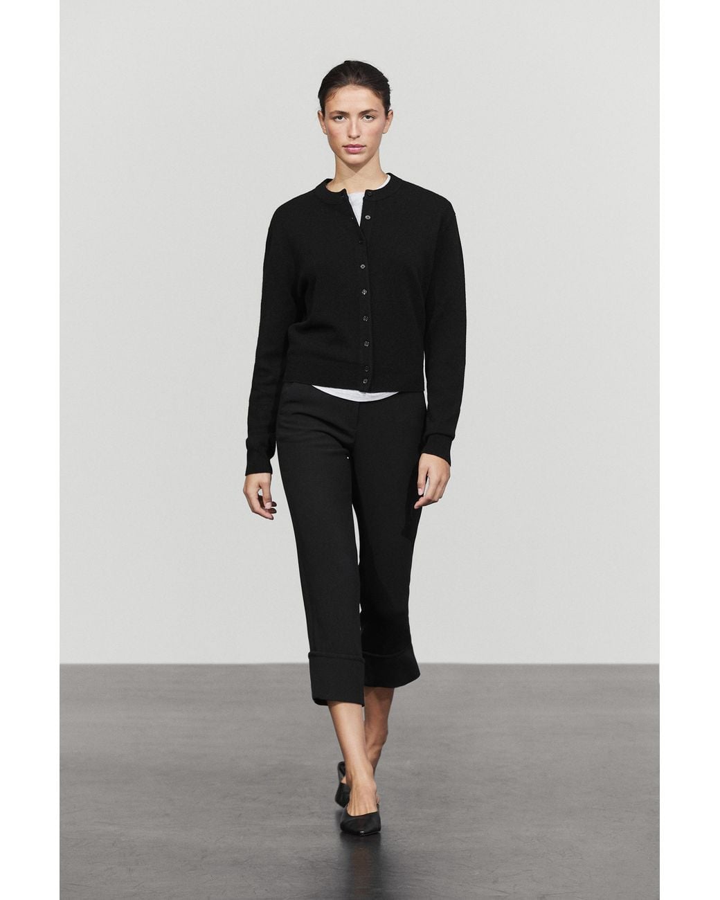 MASSIMO DUTTI Black Knit Cardigan With Button Detail