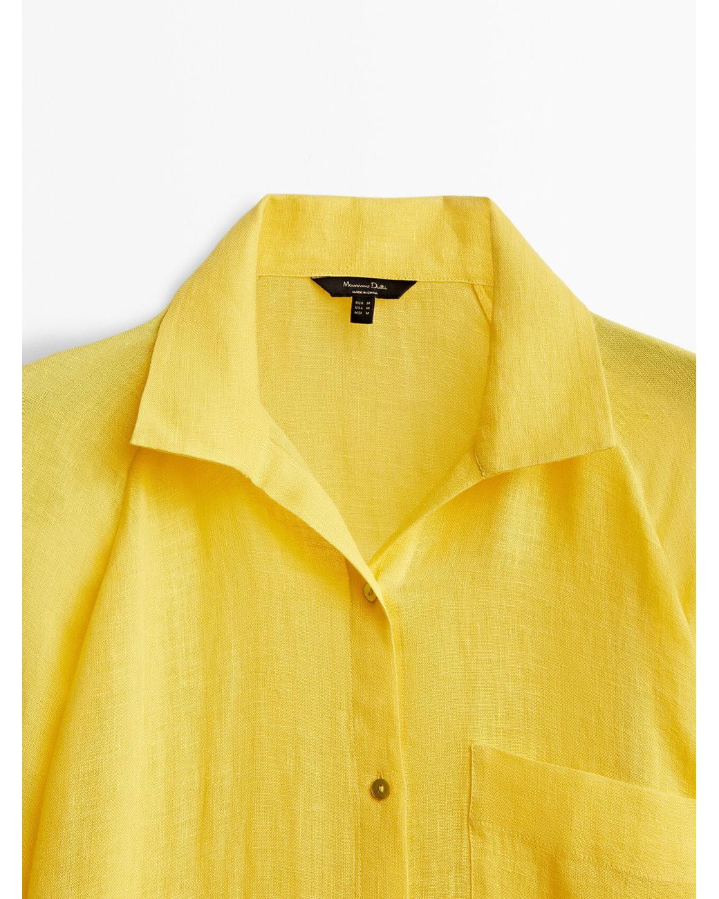 MASSIMO DUTTI 100% Linen Oversize Shirt Blouse in Yellow | Lyst