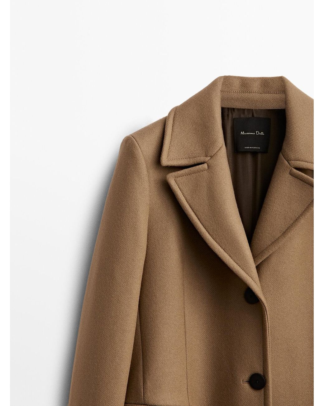 MASSIMO DUTTI Fitted Wool Blend Coat in Natural | Lyst