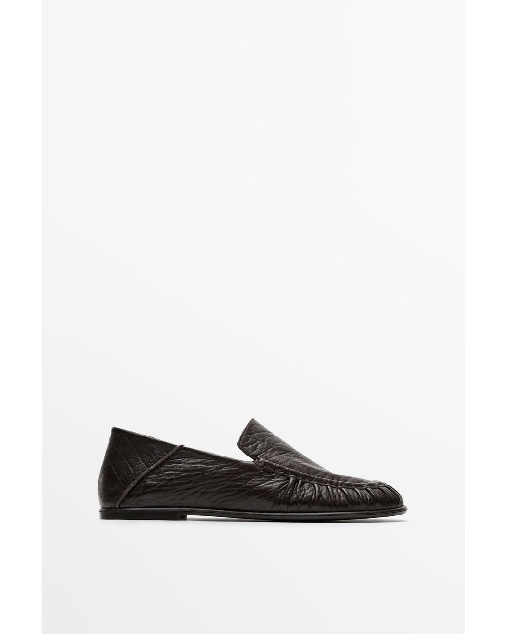 MASSIMO DUTTI Black Milled Leather Loafer