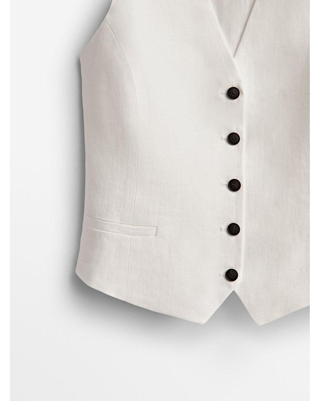MASSIMO DUTTI V-neck Linen Waistcoat in White | Lyst