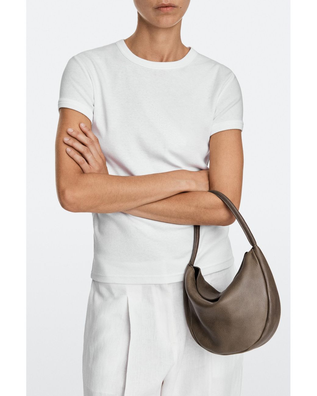 MASSIMO DUTTI Metallic Nappa Leather Slouch Mini Bag