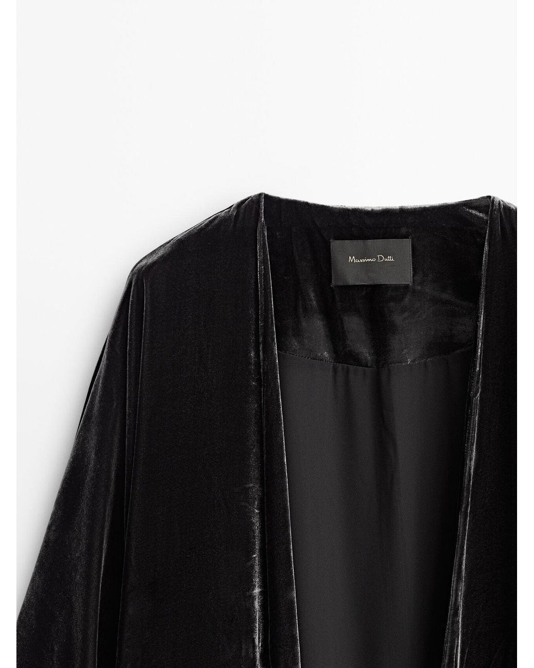 MASSIMO DUTTI Long Velvet Kimono in Black | Lyst
