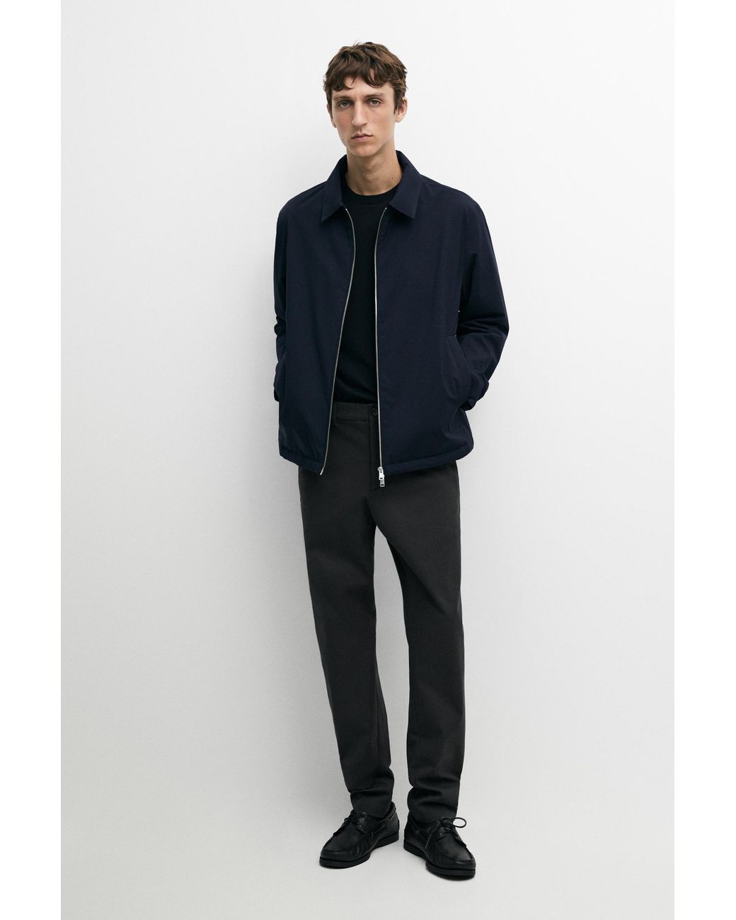 MASSIMO DUTTI Blue Cotton Blend Slim Fit Pants for men