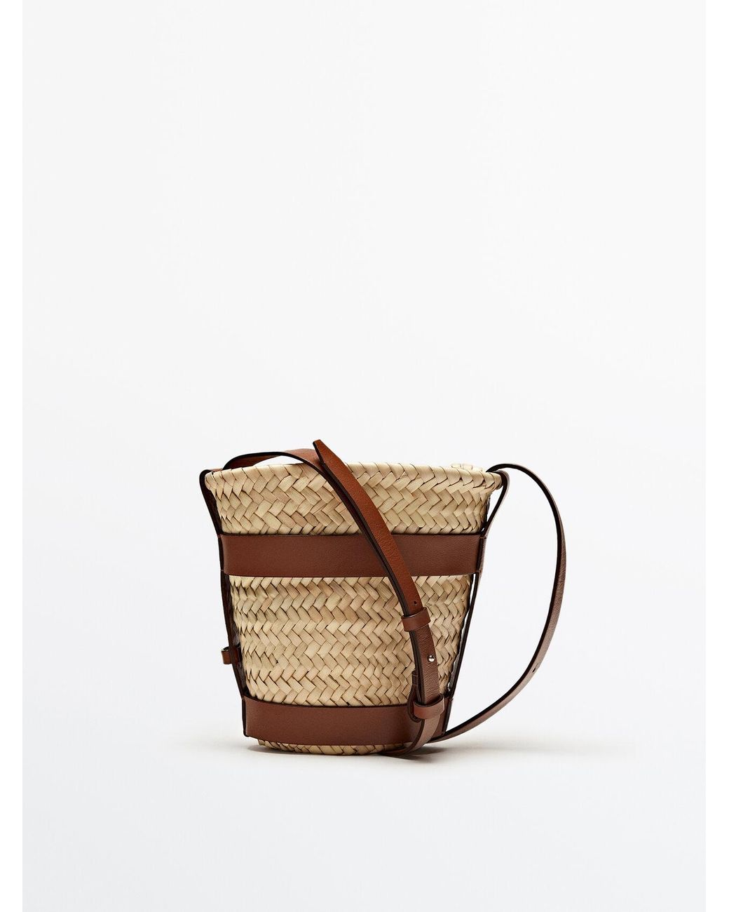 MASSIMO DUTTI Mini Woven Basket Bag + Detachable Pouch | Lyst
