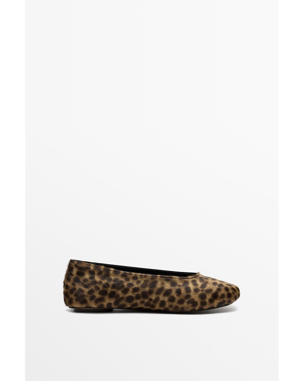 MASSIMO DUTTI White Printed Hair-On Leather Ballet Flat