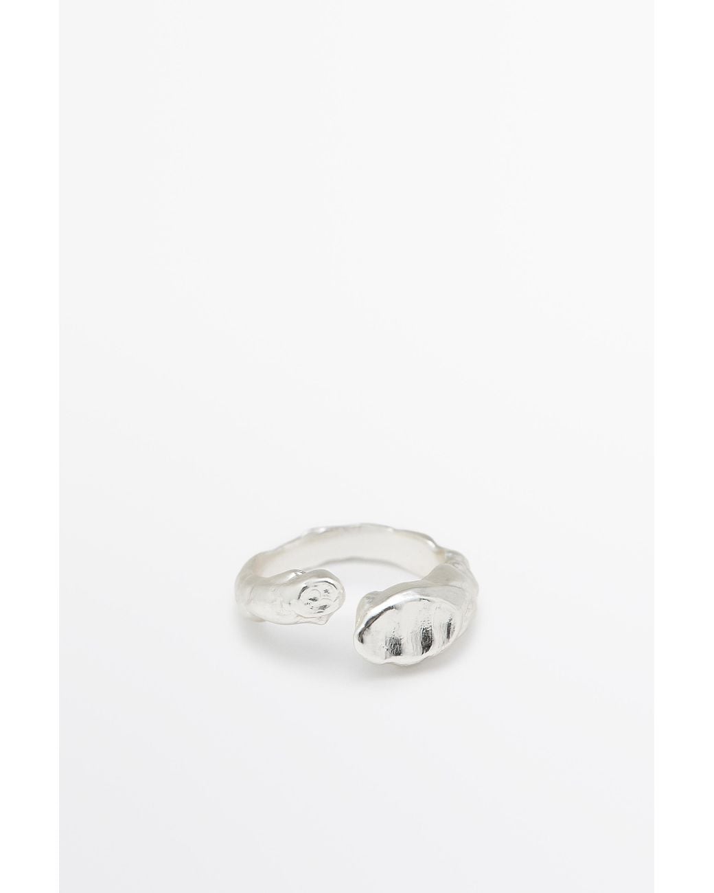 MASSIMO DUTTI White Textured Open Ring