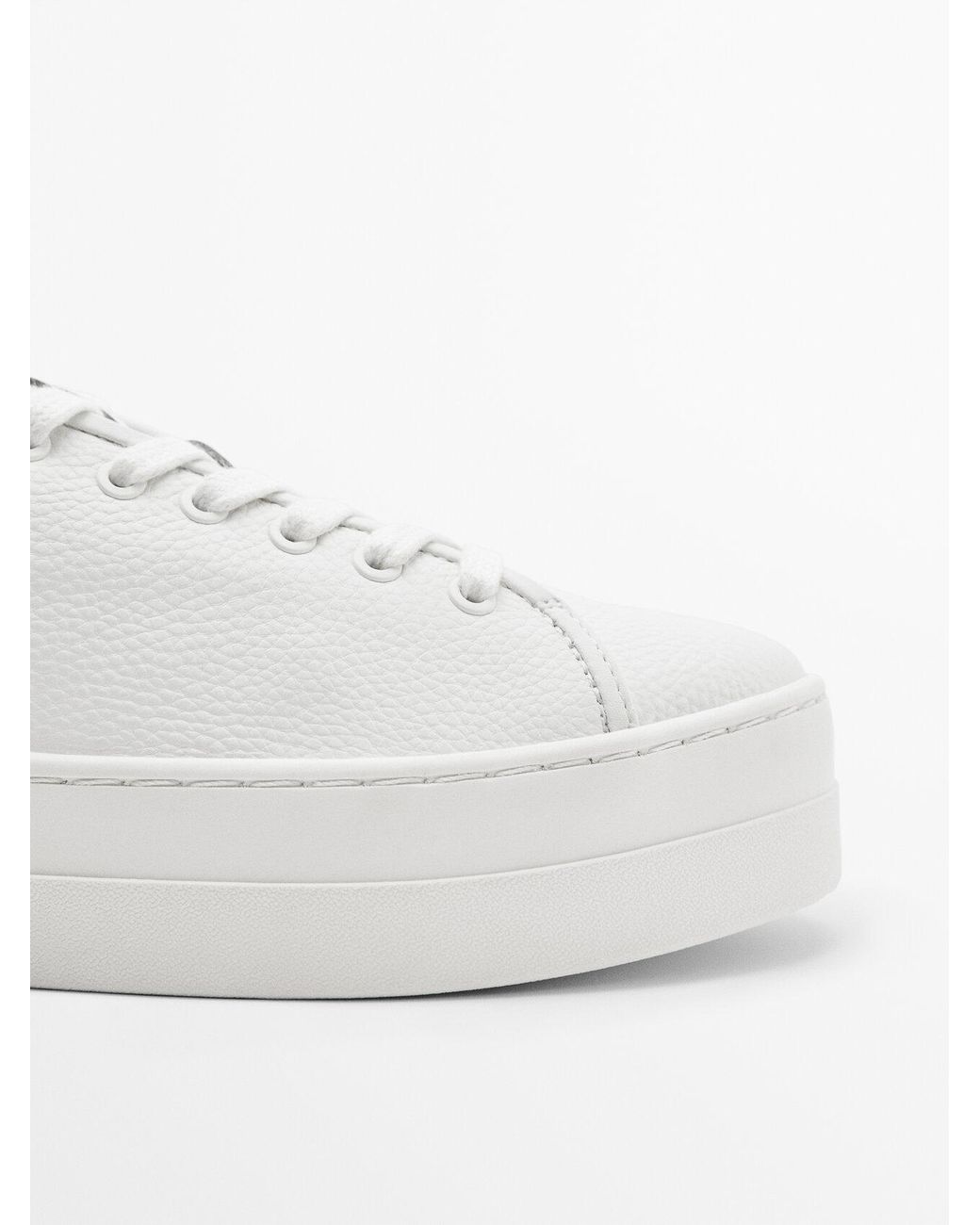 MASSIMO DUTTI Leather Platform Trainers in White | Lyst